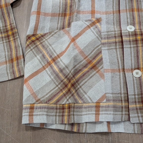 Mens Nicholas Daley Plaid LS Camp Shirt Summer Tartan Large - Picture 3 of 8